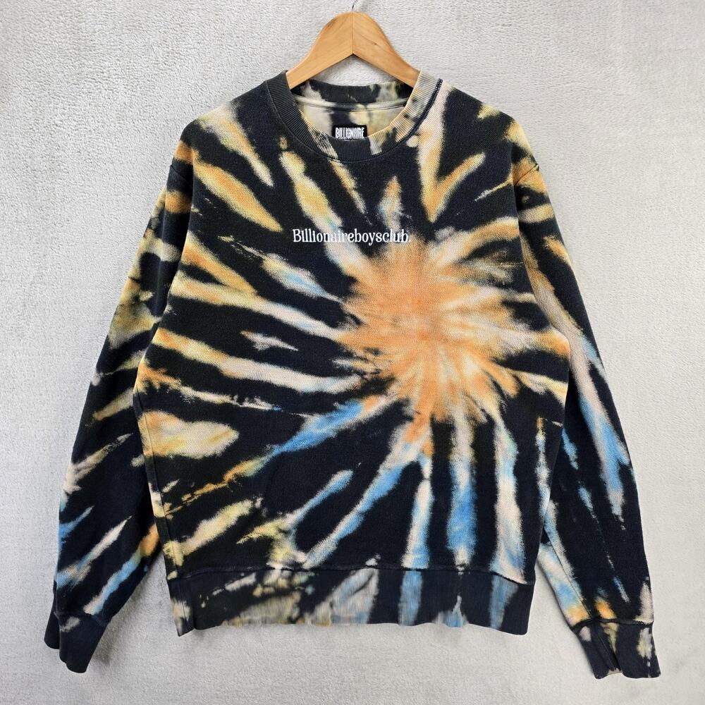BBC Billionaire Boys Club Worldwind Crewneck Sweatshirt Mens Large Black Tie Dye